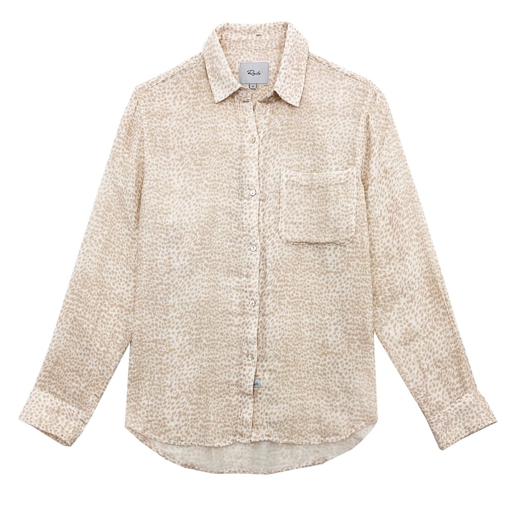 Rails Leopard Print 100% Organic Cotton Button-Up Shirt, Size XS